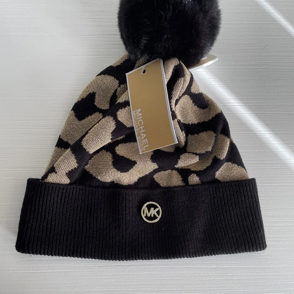 Michael Kors Leopard Beanie Winter Hat